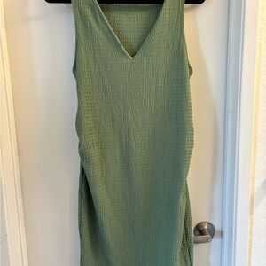 SHEIN Textured V-Neck Dress in Sage
